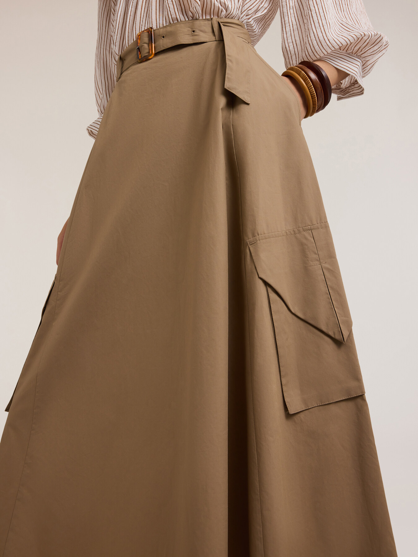 Fustă cargo din poplin de bumbac image number 3
