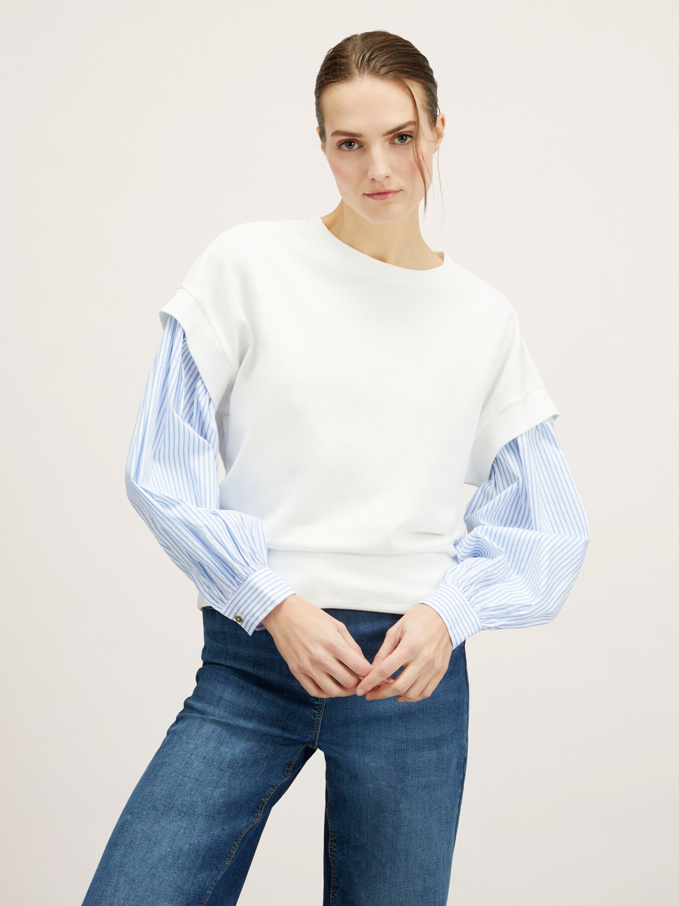Two-piece sweatshirt with false shirt sleeves image number 0