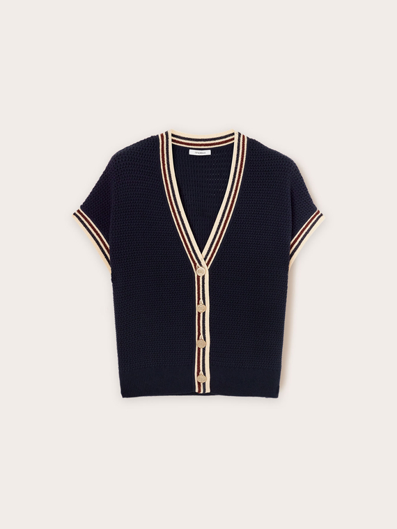 Cardigan in maglia con bordi a righe