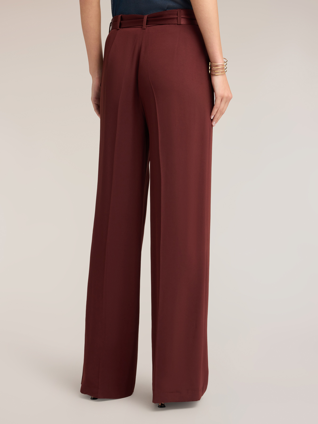 Palazzo pants in envers satin with sash image number 1