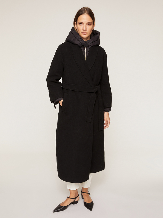 Motivi Cappotto lungo con frange e piumino interno Donna, Nero, Taglia 42