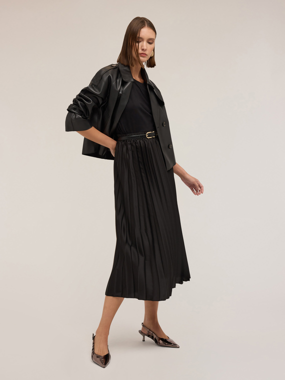 Gonna midi plissé in raso
