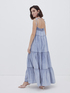 Long dress with chambray flounces image number 1