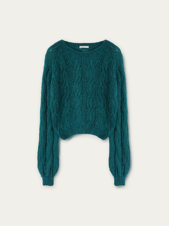 Mohair blend cable pattern sweater