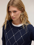 Diamond-pattern sweater with rhinestone appliqu&eacute;s image number 3