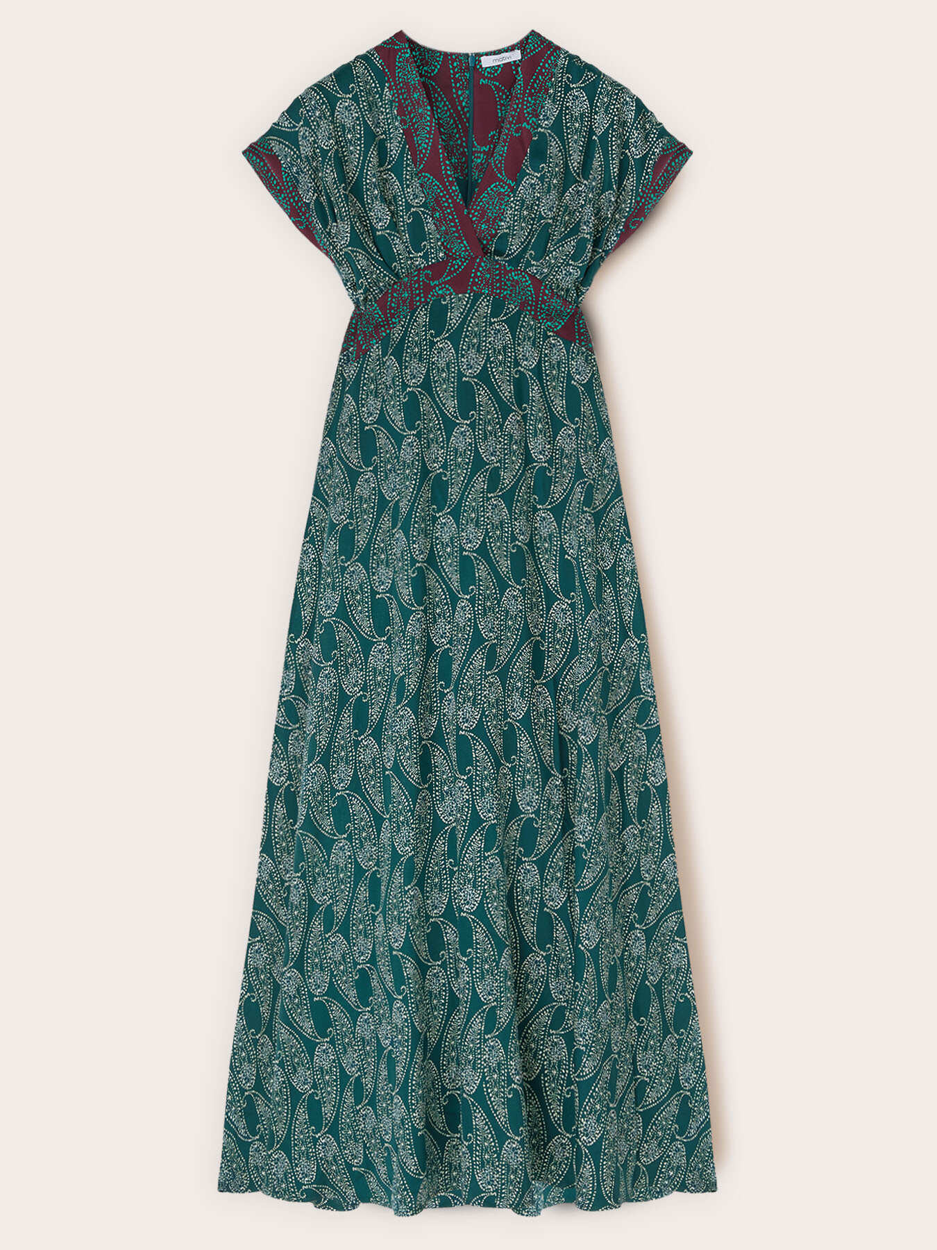 Robe longue en satin imprim&eacute; cachemire image number 4