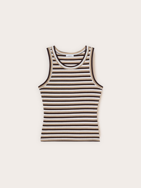 Top &agrave; rayures en m&eacute;lange viscose lurex