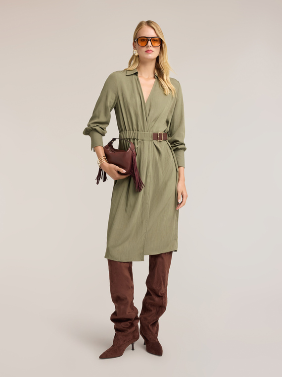 Hemdblusenkleid aus drapiertem Twill