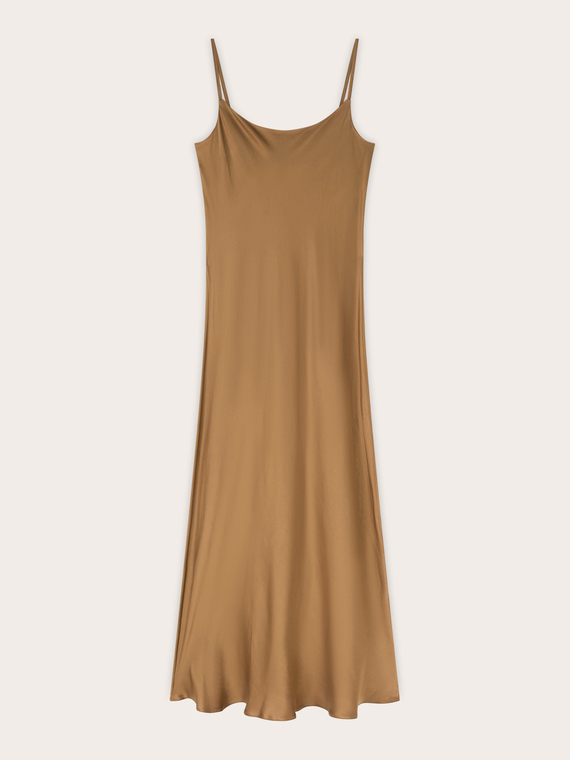 Long satin dress with thin straps