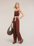 Long draped cr&ecirc;pe de chine jumpsuit image number 3
