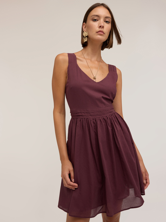 Flare dress in cotton voile with V-neck