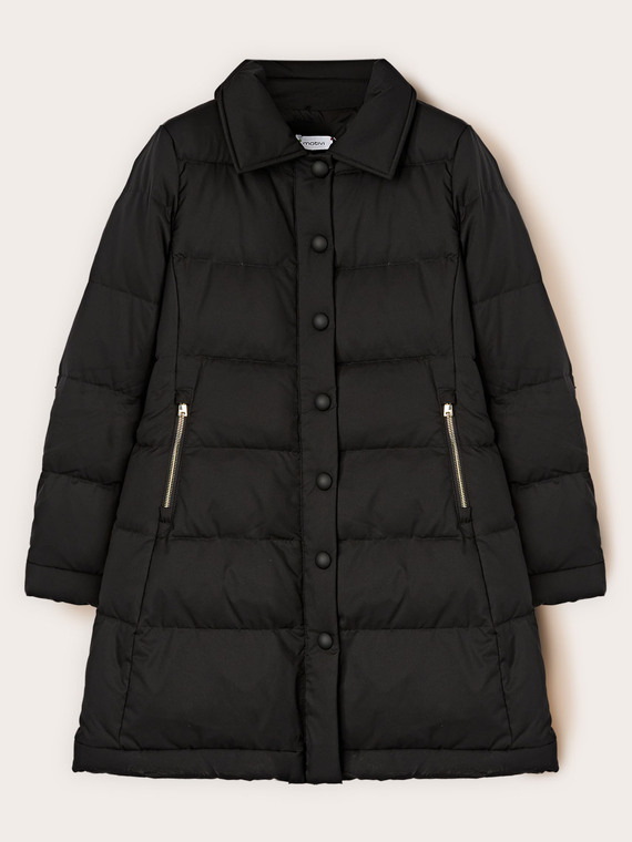 Long down jacket with high collar