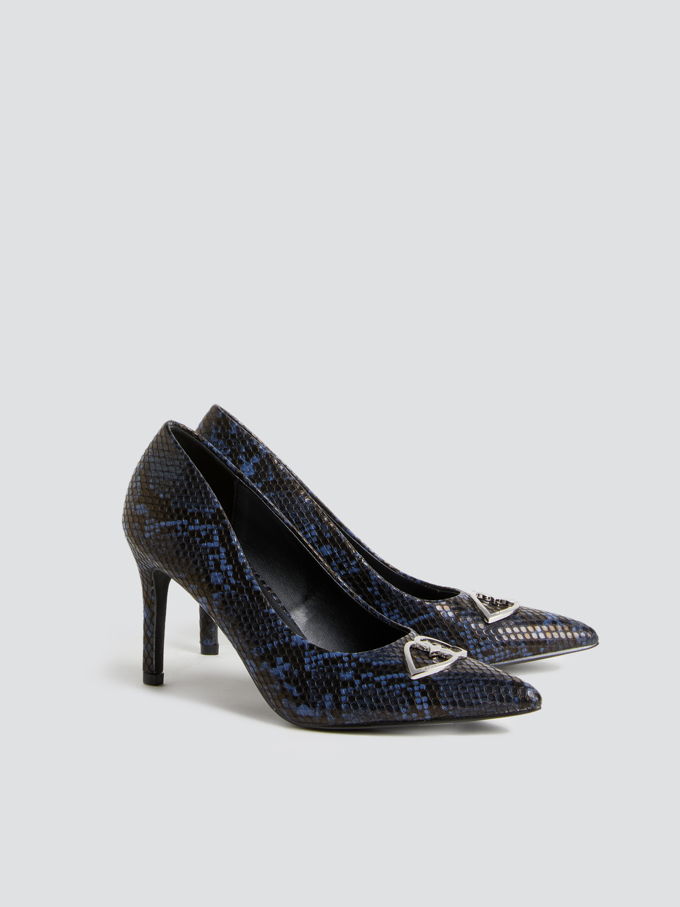 Snakeskin print faux leather court shoes image number 0