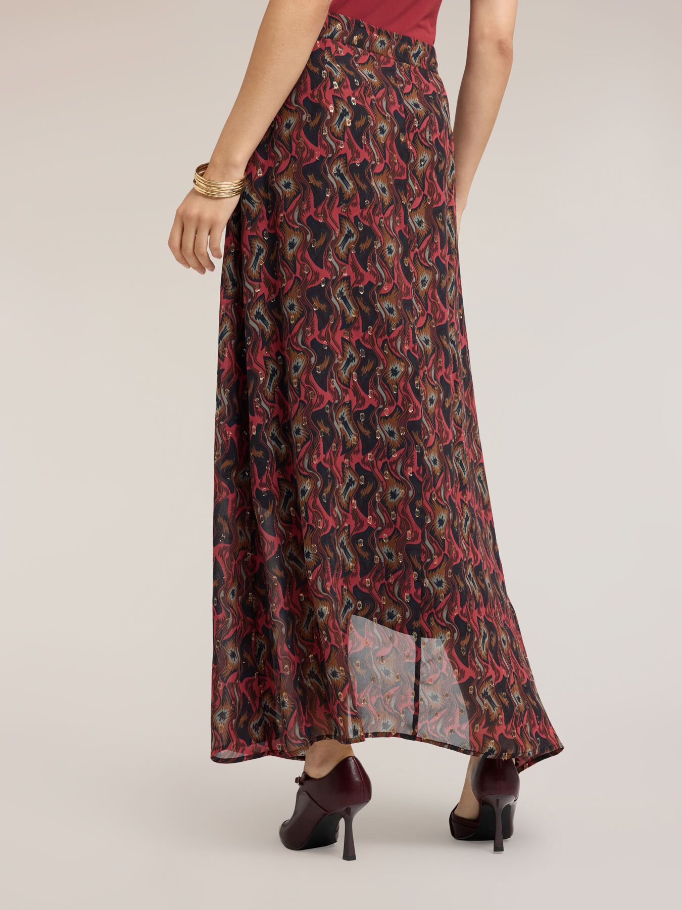 Printed georgette maxi skirt image number 1