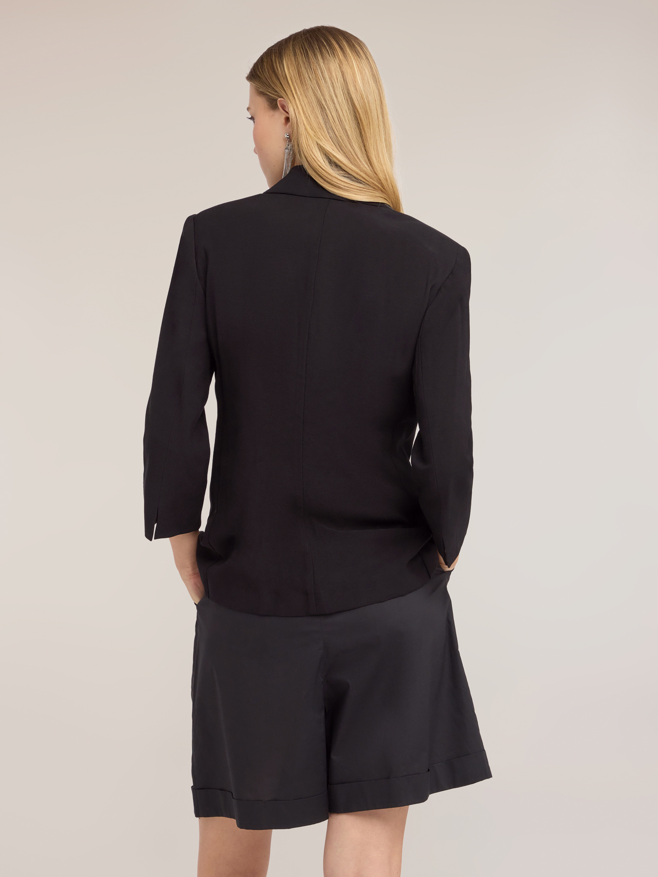Blazer monopetto in tencel con pizzo image number 1