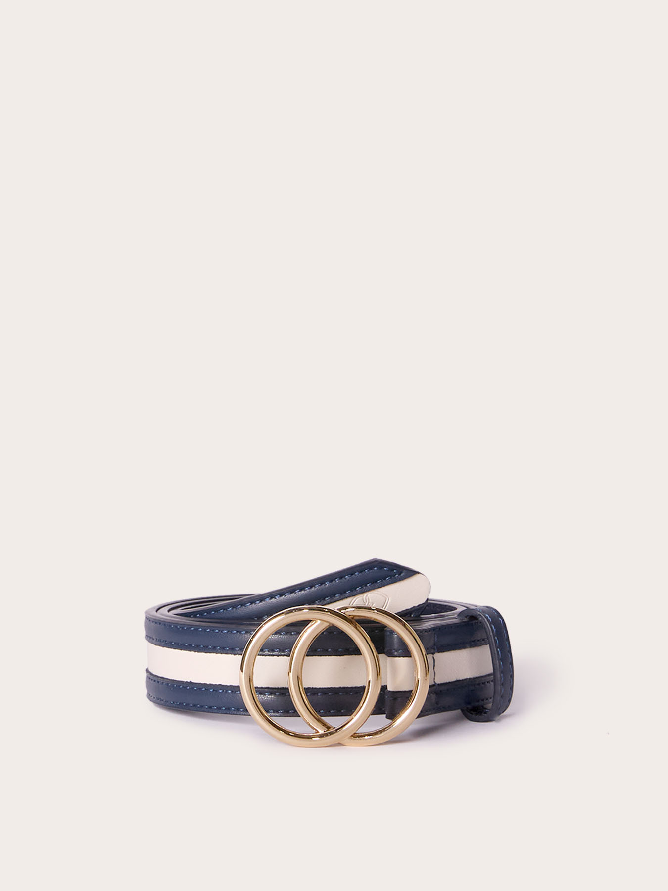 Two-tone belt with round double buckle image number 1
