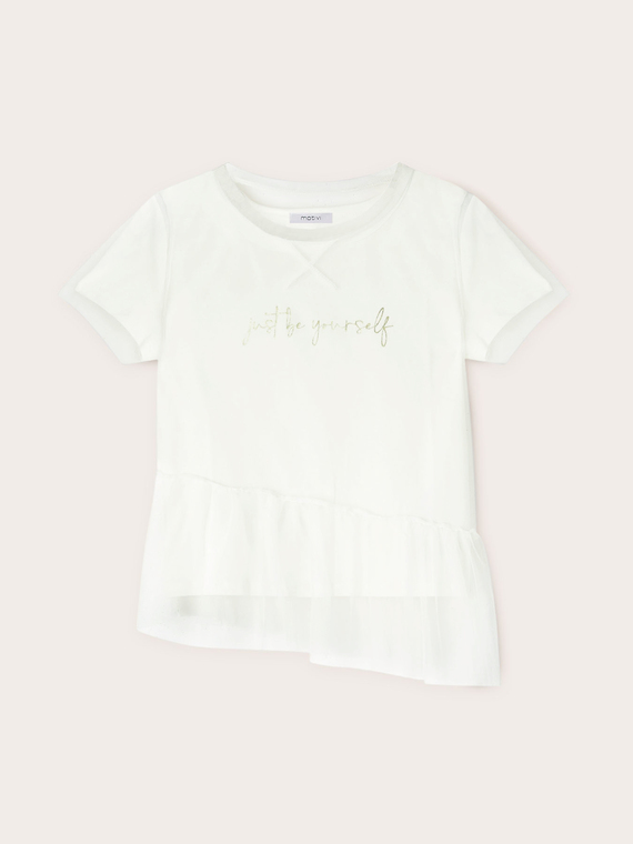 T-shirt with tulle combined lettering