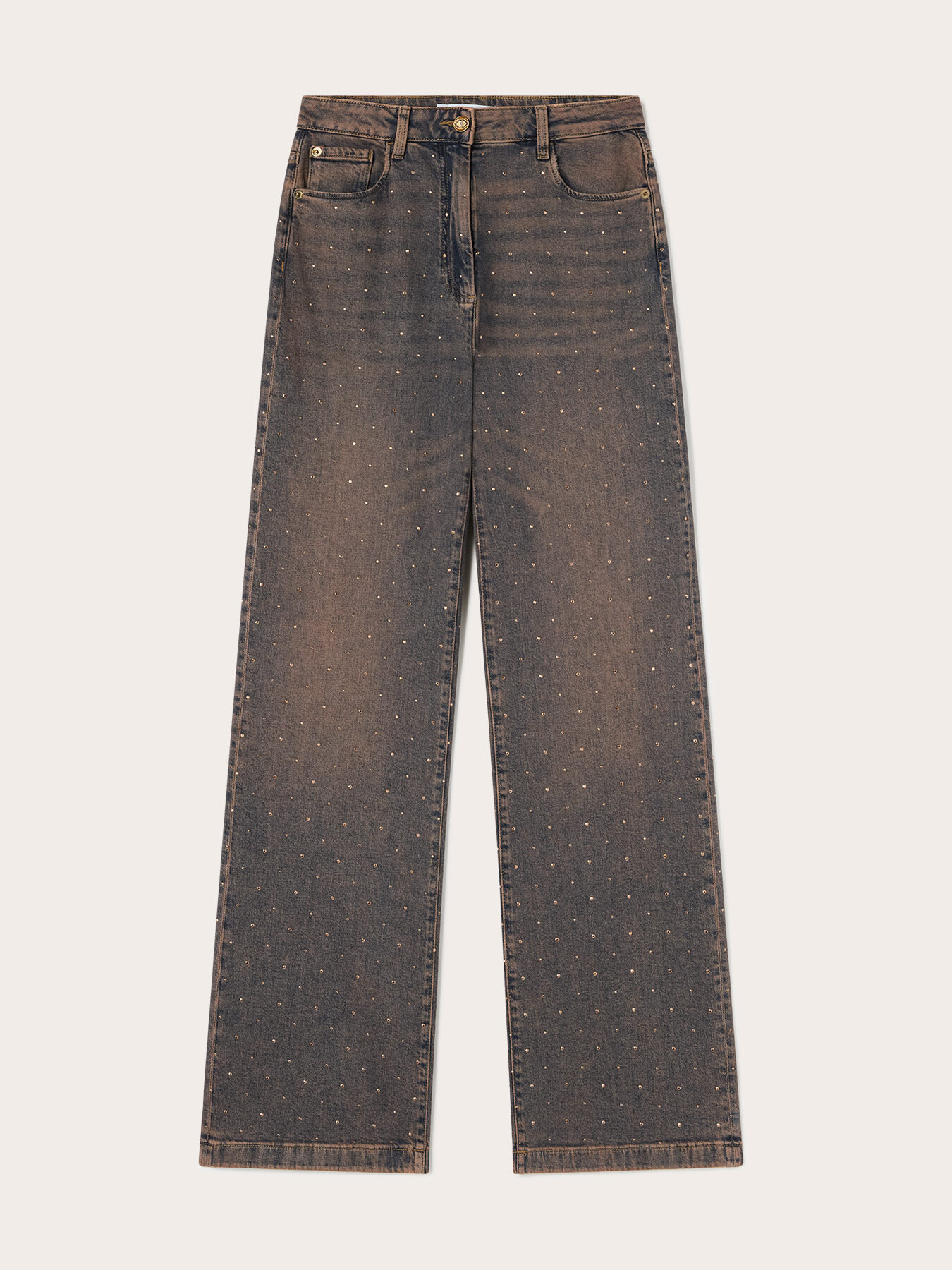 Wide fit jeans with rhinestone embellishments image number 4