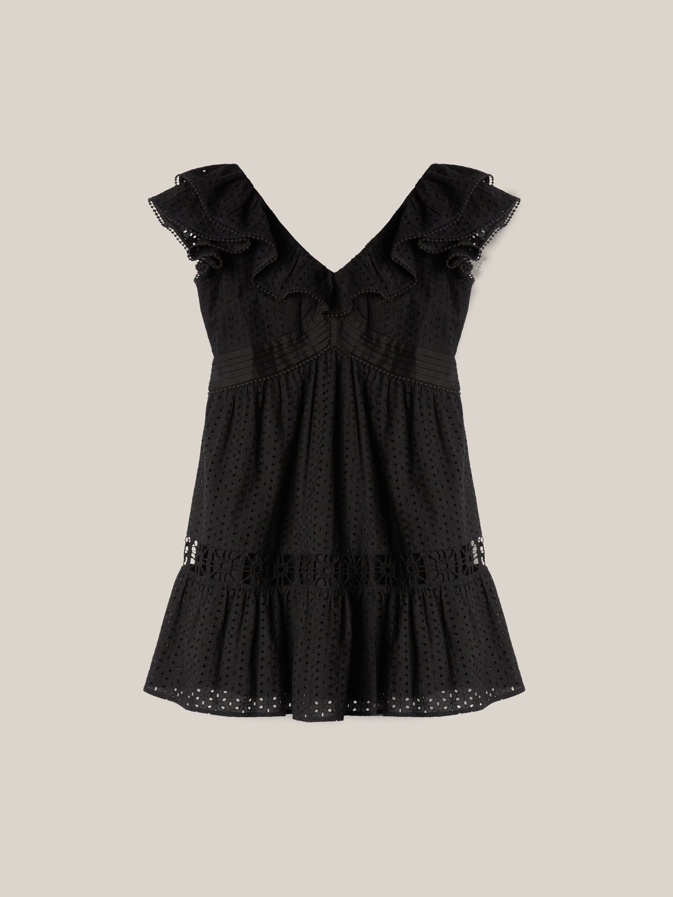 Short dress in broderie anglaise and openwork embroidery image number 3