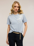 Gestreiftes T-Shirt mit Blumenstickerei image number 0