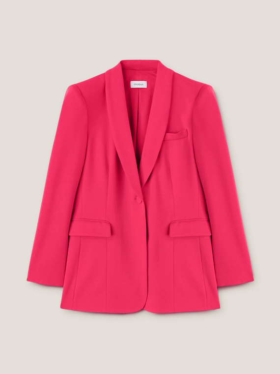 Long single-breasted solid colour blazer