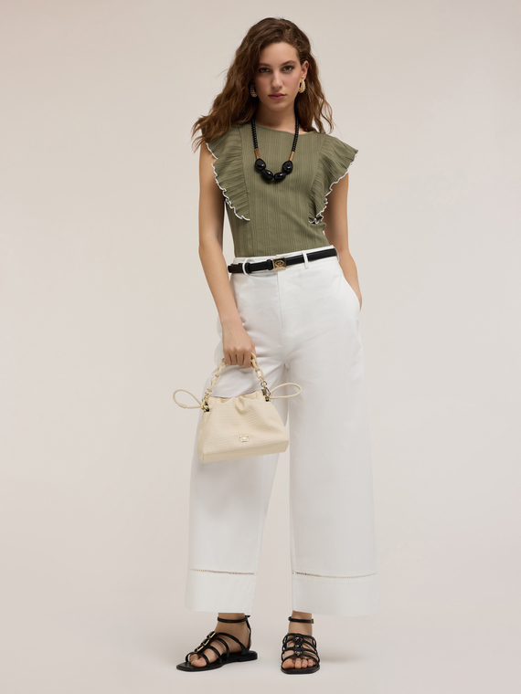 Motivi Maglia a coste con rouches Donna, Verde militare, Taglia L