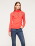 Oversize angora blend turtleneck sweater with stone embroidery image number 2