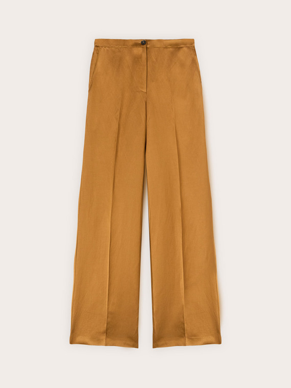 Wide-leg trousers in linen blend