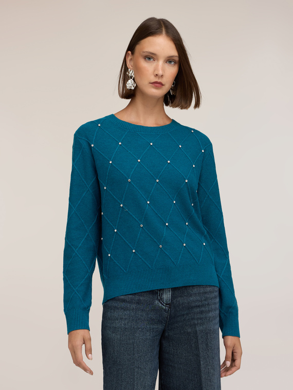 Maglia a rombi con pietre crystal