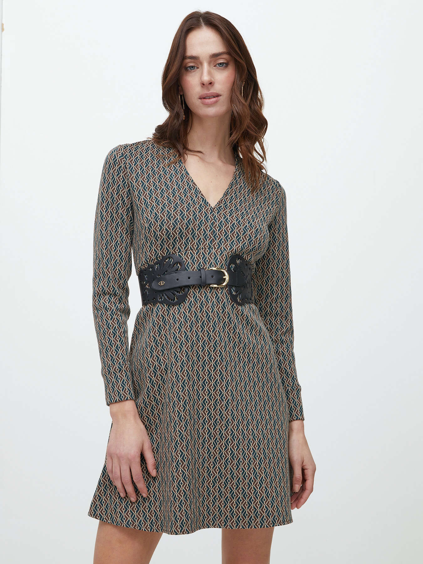 Cintura alta traforata in vera pelle image number 0