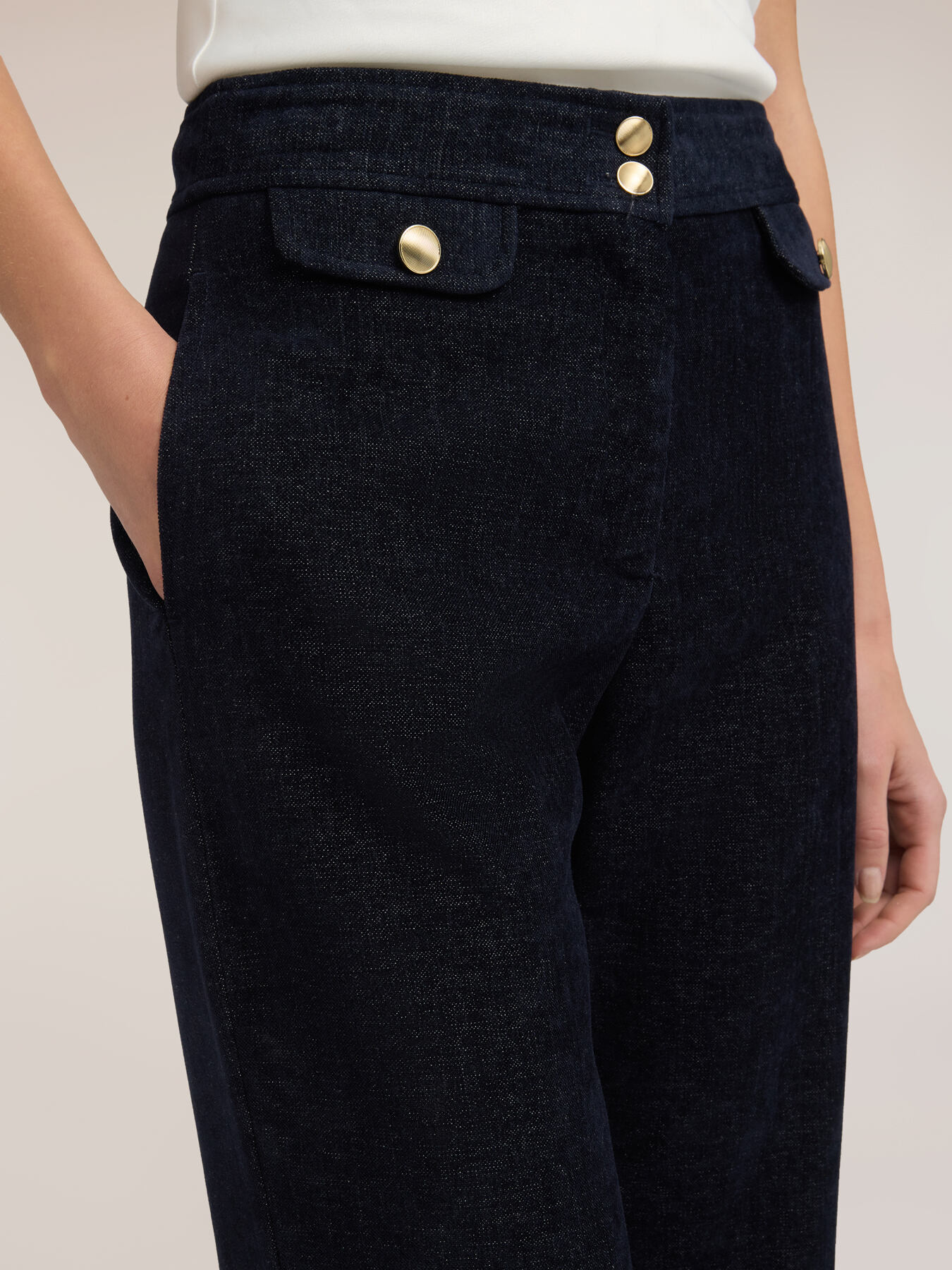 Pantalon palazzo en velours lisse image number 3