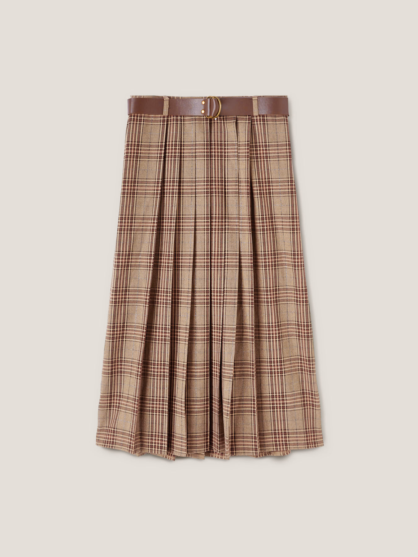 Falda de tablas con estampado de cuadros image number 4