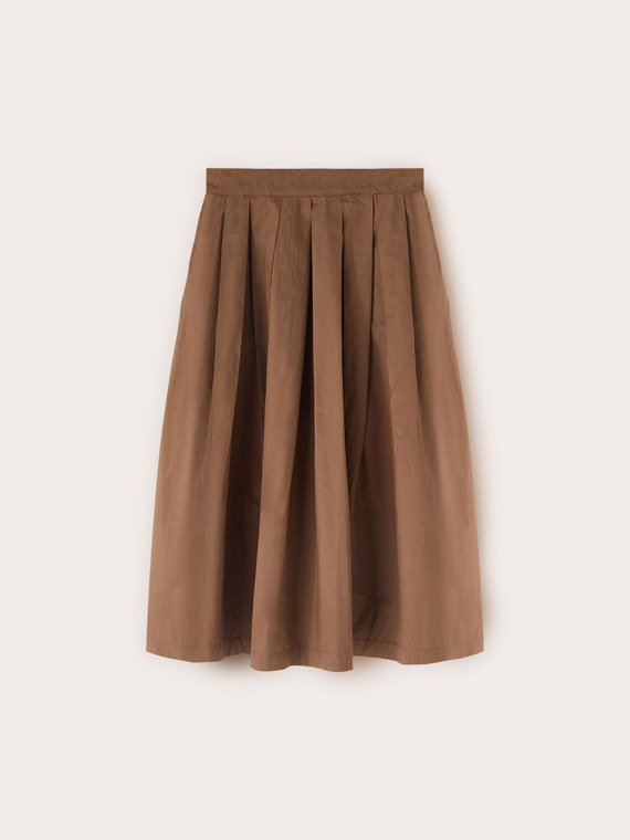 Midi skirt in poplin with pleats