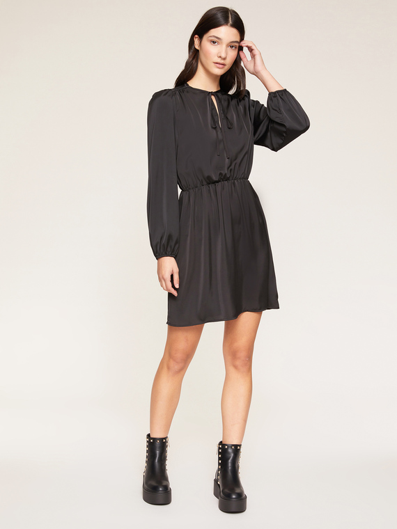 Motivi Vestito corto in raso con arricci Donna, Nero, Taglia S