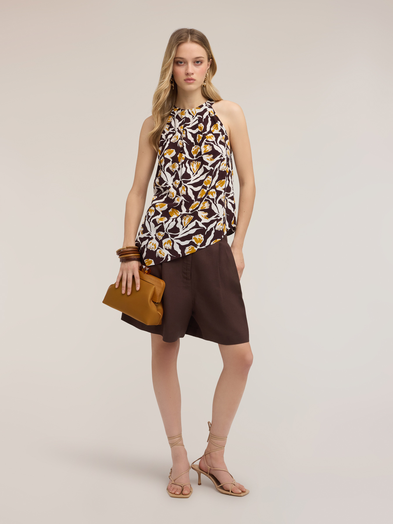 Viscose top with print and draping image number 2