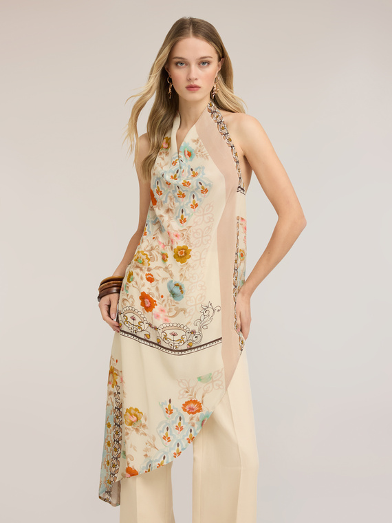 Asymmetric top with floral print