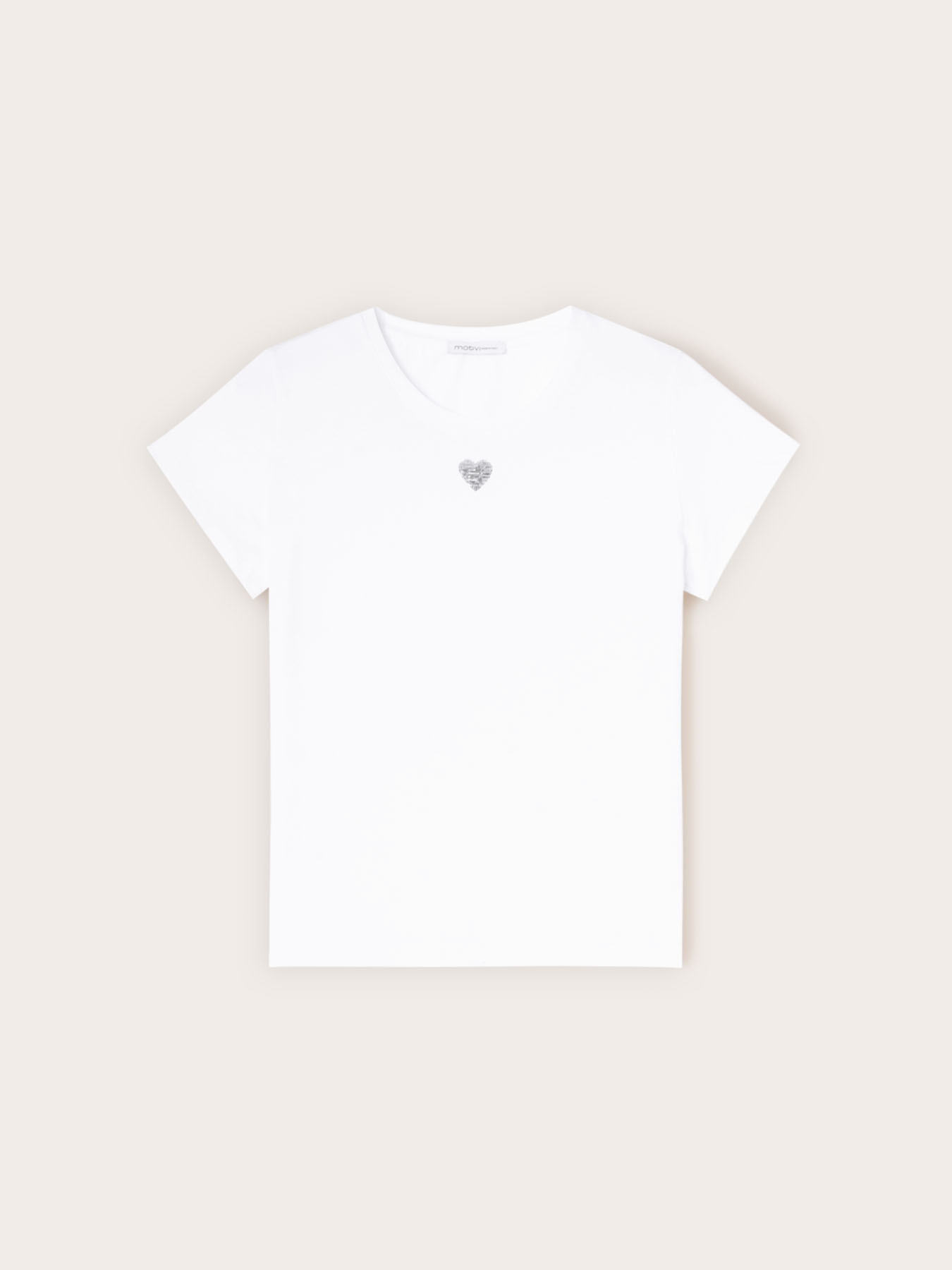 Jersey t-shirt with sequin heart image number 4