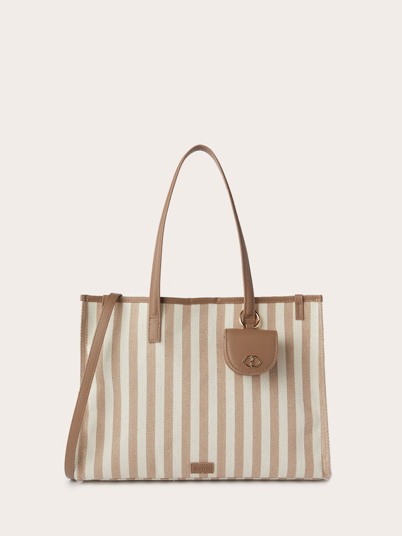 Shopping bag in canvas a righe