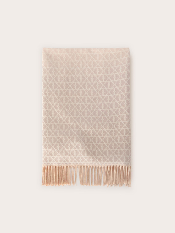 Long jacquard scarf with fringes