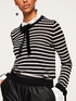 Striped sweater with collar and bow image number 2