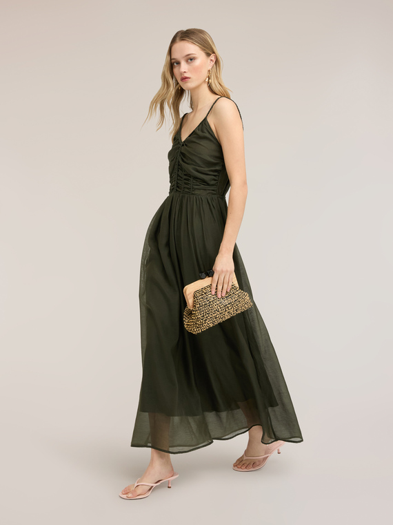 Langes Kleid aus Musselin mit Lyocell-Mischung