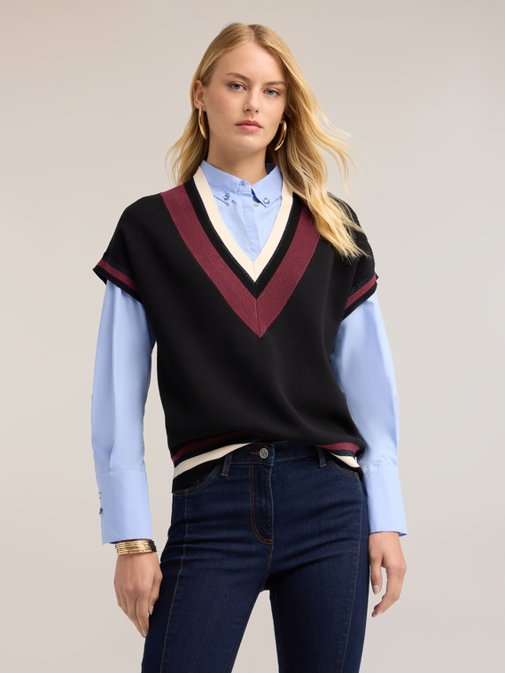 Jersey oversize en mezcla de viscosa con ribetes