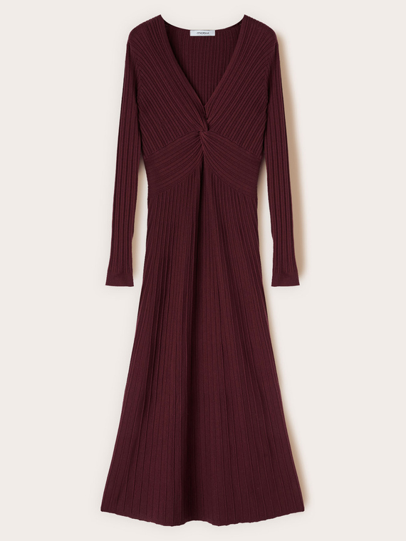 Ribbed knit flare dress