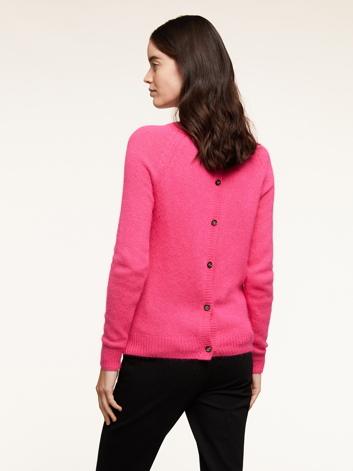 Angora blend sweater with rear buttons image number 1