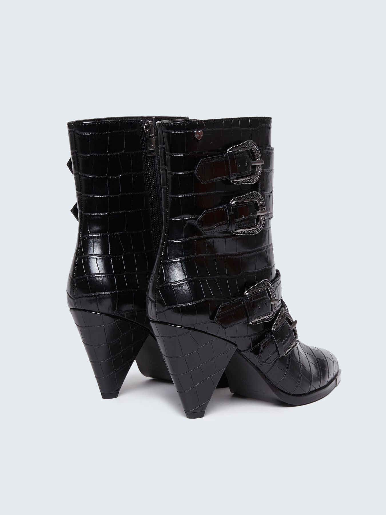 Croc embossed cowboy boots with buckles image number 2