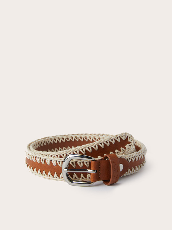 Belt with embroidered stitching