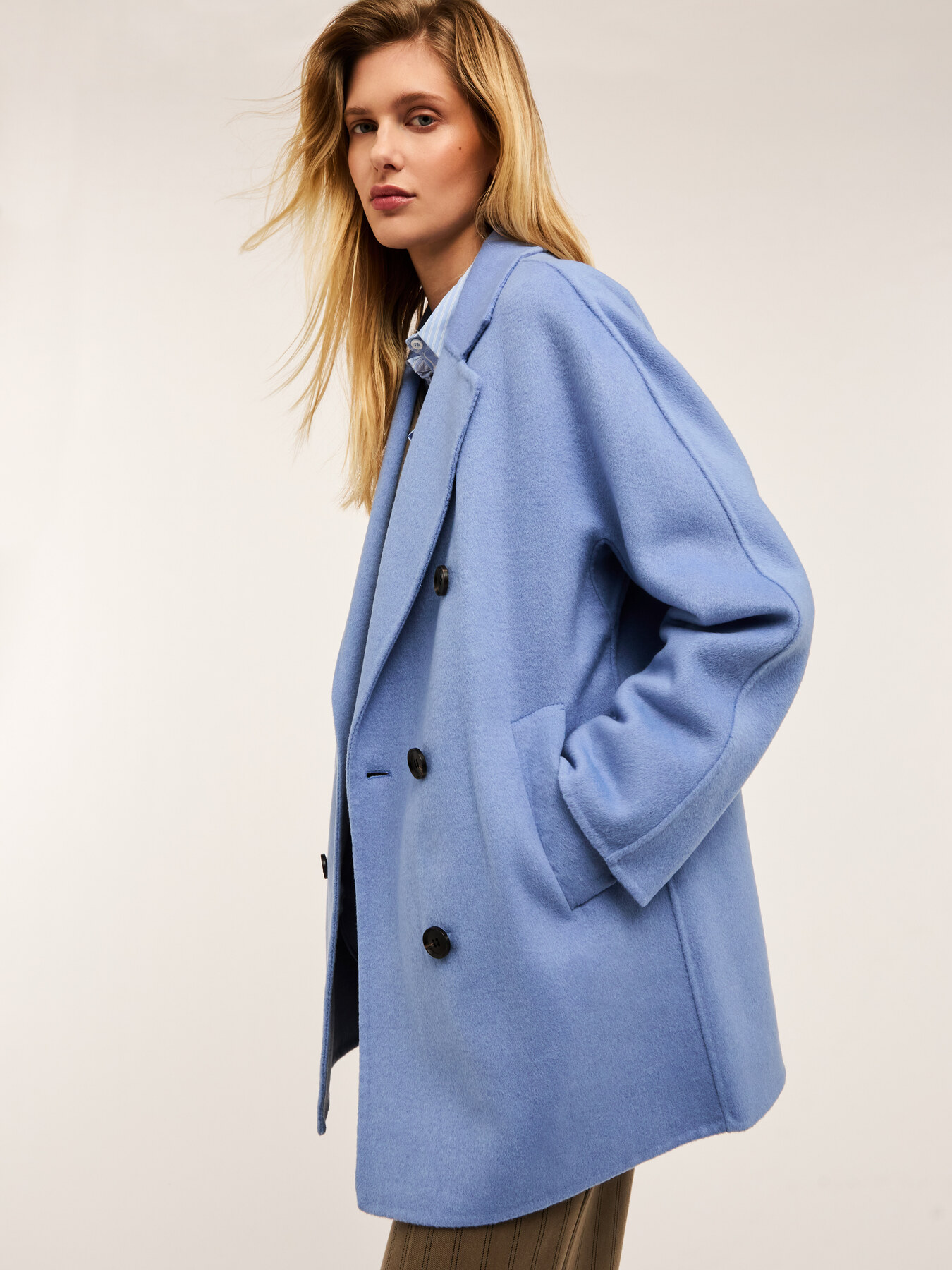 Double-breasted double cloth coat image number 0