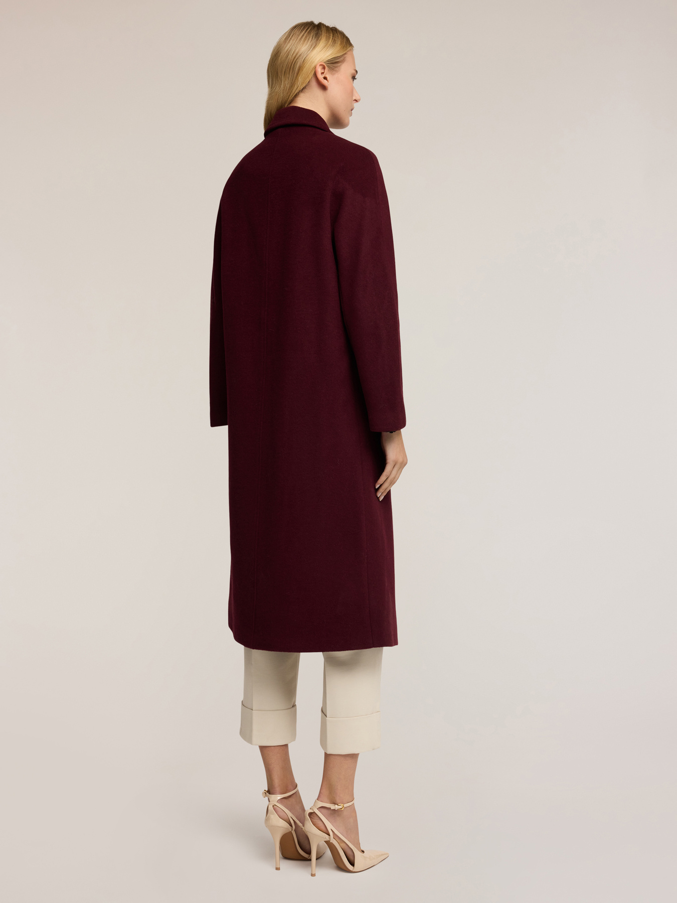 Manteau crois&eacute; en drap de laine m&eacute;lang&eacute;e image number 1