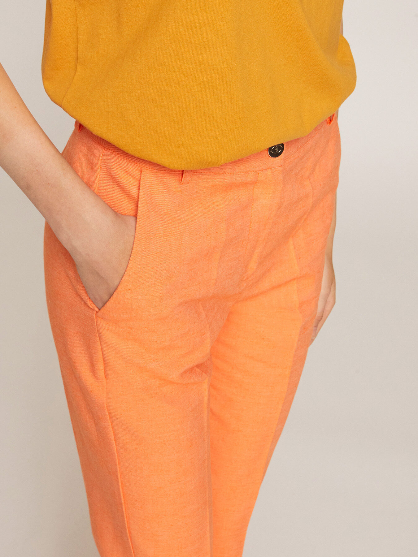 Straight-leg linen blend trousers image number 2