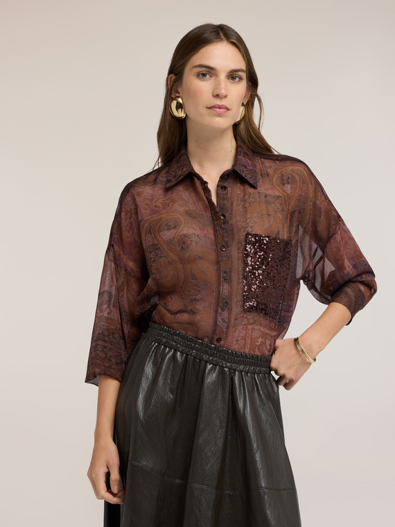 Chemise en mousseline avec poche &agrave; paillettes